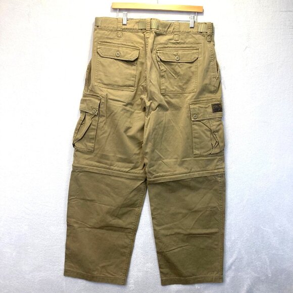 Vintage Y2K Abercrombie & Fitch Zip Off Cargo Pants Mens XL Tan Belted T2083 - Picture 2 of 16